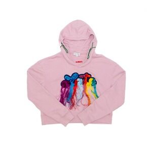Mira Mikati Pink Cropped Hoodie with Multicolor Embroidery – Size US 4 / EU 36